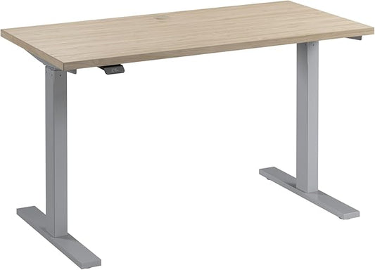 Bush Business Furniture Move 60 Series 48W x 24D Electric in Natural Elm with Silver Base, Ergonomic Sit-Stand Computer Table for Home and Professional Office