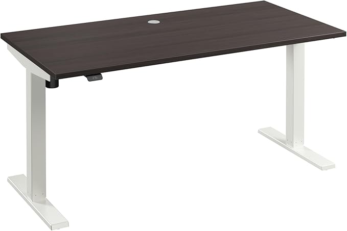 Bush Business Furniture 60-inch Electric Height Adjustable Standing Desk, Ergonomic Sit-Stand Computer Table for Home and Professional Office, Move 40 Series, Storm Gray with White Base