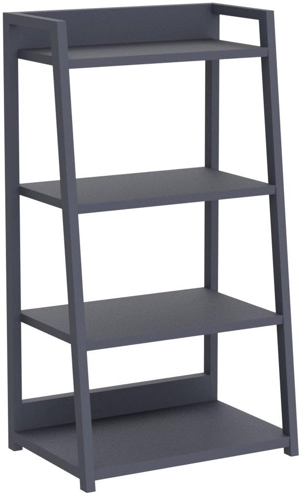 IOTXY 4 Tier Open Bookshelf - Steel and Wood Display Stand, 50CM Width Floor-Standing Bookcase, Black
