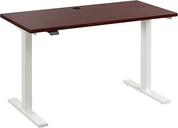 Bush Business Furniture 48-inch Electric Height Adjustable Standing Desk, Ergonomic Sit-Stand Computer Table for Home and Professional Office, Move 60 Series, Hansen Cherry with White Base