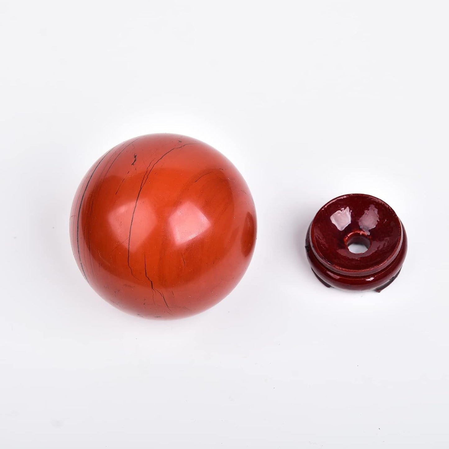 JIC Gem Natural Red Jasper Healing Crystal Ball Divination Gemstone Sphere Red Crystal Feng Shui Reiki Aura Home Desk Decor (60-70mm)