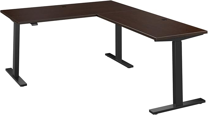 Bush Business Furniture 60-inch Height Adjustable L Shaped Standing Desk, Electric Sit-Stand Corner Computer Table, Ergonomic Office, Move 60 Series, Mocha Cherry with Black Base