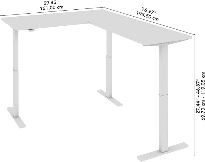 Bush Business Furniture 60-inch Height Adjustable L Shaped Standing Desk, Electric Sit-Stand Corner Computer Table, Ergonomic Office, Move 60 Series, Mocha Cherry with Metallic Gray Base