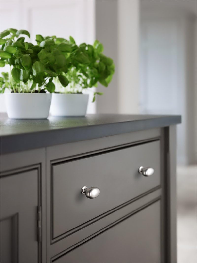 Goo-Ki 1.2 Inch(36MM) Oval Satin Nickel Drawer Knobs, Modern Zinc Alloy for Cabinet Knobs for Dresser,6 Packed