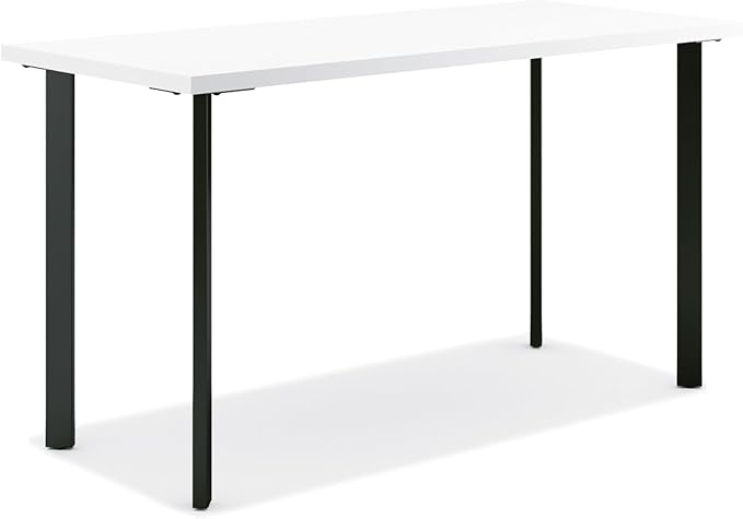 HON Coze Home Office Desks, Sturdy Table Computer Desk, 48", White Top, Black Base