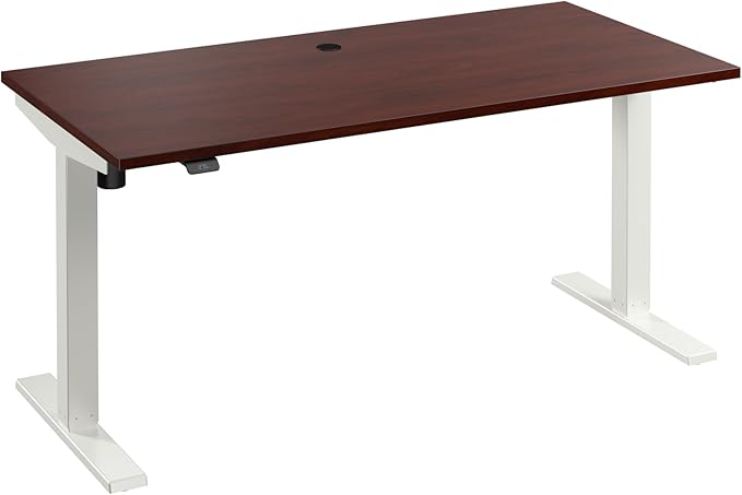 Bush Business Furniture 60-inch Electric Height Adjustable Standing Desk, Ergonomic Sit-Stand Computer Table for Home and Professional Office, Move 40 Series, Hansen Cherry with White Base
