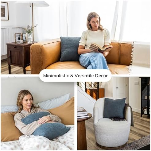 SAMIAH LUXE Grey Teddy Boucle Pillow Covers 20x20 2pcs for Home Living Room Decor, Sherpa Textured Decorative Throw Pillow Covers for Boho Decor, Square Throw Cushion Euro Shams for Modern Farmhouse