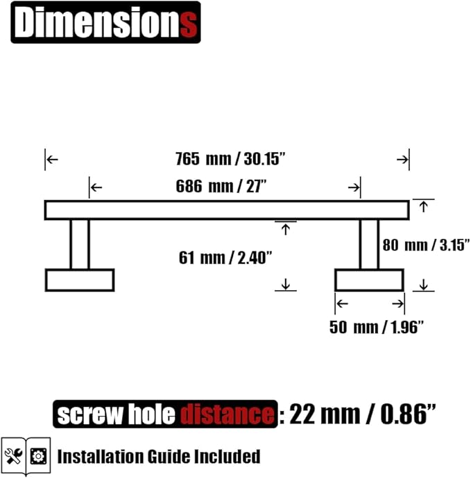 JQK Gold Towel Bar, 30 Inch 304 Stainless Steel Thicken 0.8mm Towel Rack Bathroom, Towel Holder Brushed Golden Wall Mount, Useable Length 27 Inch, TB110L27-BG