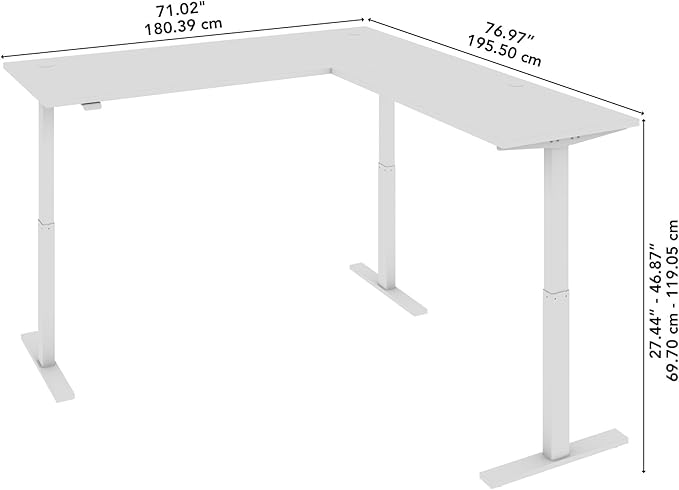 Bush Business Furniture 72-inch Height Adjustable L Shaped Standing Desk, Electric Sit-Stand Corner Computer Table, Ergonomic Office, Move 60 Series, Hansen Cherry with Metallic Gray Base