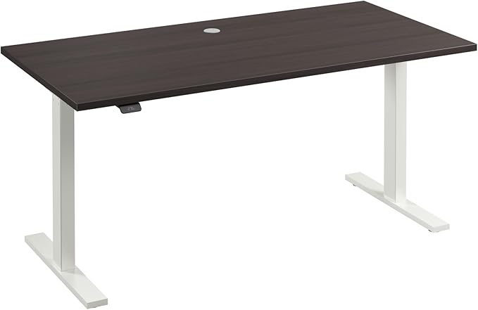 Bush Business Furniture 60-inch Electric Height Adjustable Standing Desk, Ergonomic Sit-Stand Computer Table for Home and Professional Office, Move 60 Series, Storm Gray with White Base