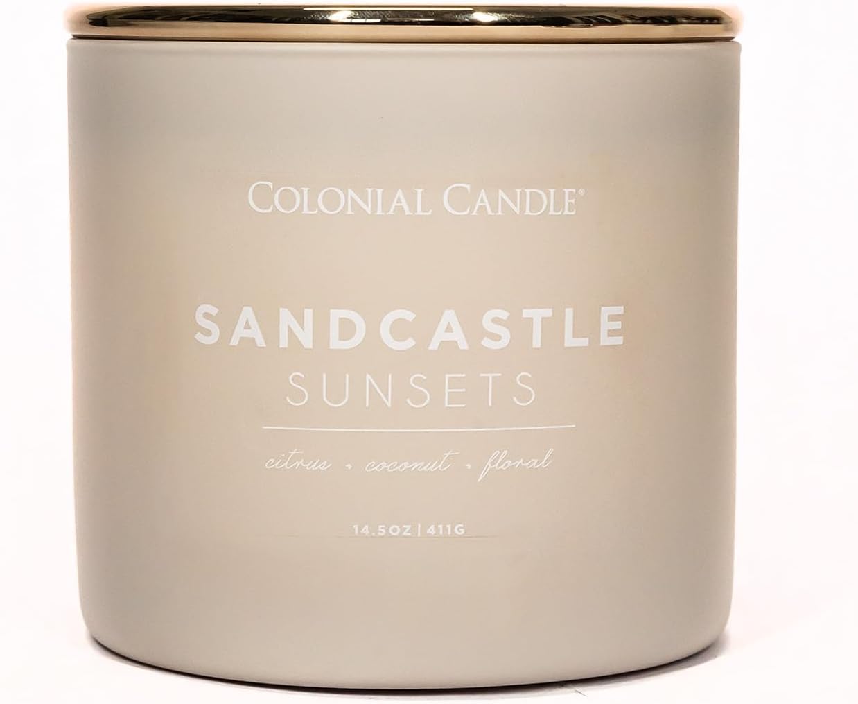 Colonial Candle Sandcastle Sunset Scented Jar Candle, Pop of Color Collection, 3 Wick, Green, 14.5 oz - Up to 60 Hours Burn