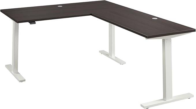 Bush Business Furniture 60-inch Height Adjustable L Shaped Standing Desk, Electric Sit-Stand Corner Computer Table, Ergonomic Office, Move 60 Series, Storm Gray with White Base