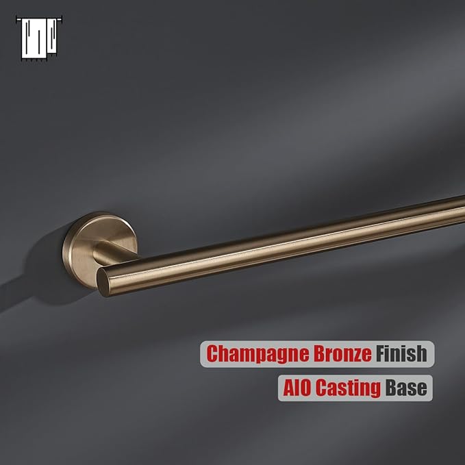 JQK Champagne Bronze Towel Bar, 19 Inch 304 Stainless Steel Thicken 0.8mm Towel Rack Bathroom, Towel Holder Wall Mount, Useable Length 16 Inch, TB110L16-CB