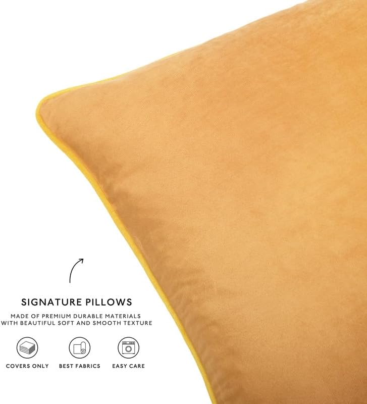 MONDAY MOOSE Decorative Throw Pillow Covers Cushion Cases, Set of 4 Soft Velvet Modern Double-Sided Designs, Mix and Match for Home Decor, Pillow Inserts Not Included (16x16 inch, Yellow/Pink)