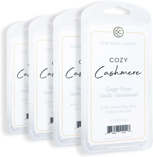 Colonial Candle Cozy Cashmere Scented Wax Melts, Wax Melt Warmer Cubes, Long Lasting Scented Wax Warmer Cubes, 4 Pack, 6 Cubes Each - Made in The USA