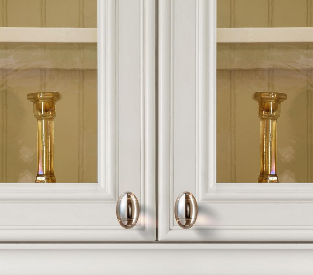 Goo-Ki Champagne Crystal Cabinet Handls-Zinc Alloy Base with Acrylic Drawer Knobs,6 Pack