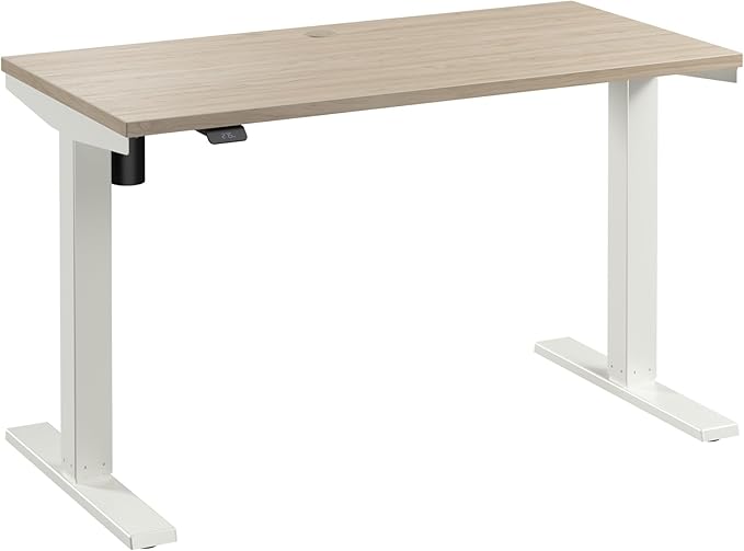 Bush Business Furniture 48-inch Electric Height Adjustable Standing Desk, Ergonomic Sit-Stand Computer Table for Home and Professional Office, Move 40 Series, Natural Elm with White Base
