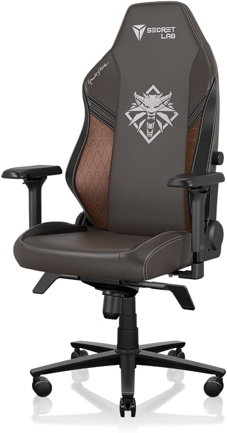 Secretlab Titan Evo The Witcher Chair - Reclining - Ergonomic & Comfortable Computer Chair with 4D Armrests - Magnetic Head Pillow & 4-Way Lumbar Support - Small - Brown - Leatherette