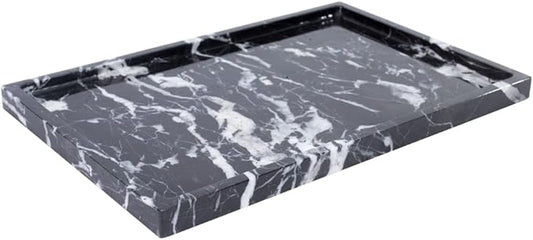 100% Natural Marble Serving Tray Luxury Marble Storage Tray for Home Decor Stone Tray for Bathroom/Kitchen/Vanity/Dresser,Plate Holder for Tissues, Candles, Towel