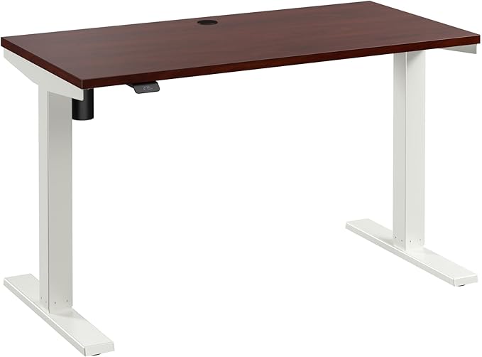Bush Business Furniture 48-inch Electric Height Adjustable Standing Desk, Ergonomic Sit-Stand Computer Table for Home and Professional Office, Move 40 Series, Hansen Cherry with White Base