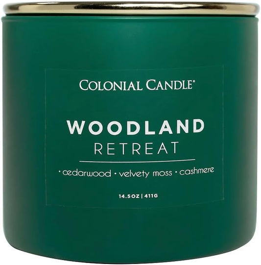 Colonial Candle Woodland Retreat Scented Jar Candle, Pop of Color Collection, 3 Wick, 14.5 oz - Up to 60 Hours Burn