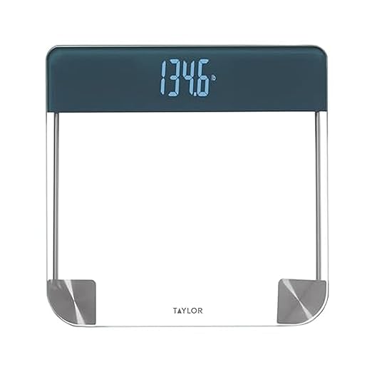 Taylor Digital Glass Bathroom Scale, Vanishing Display for Body Weight, Cyan Blue
