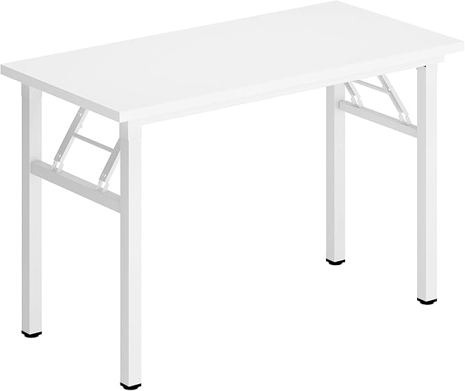 DlandHome Folding Desk Small Desk 31.5 inches Computer Desk for Home Office Folding Table Writing Table for Small Spaces No Assembly Required White & White Frame