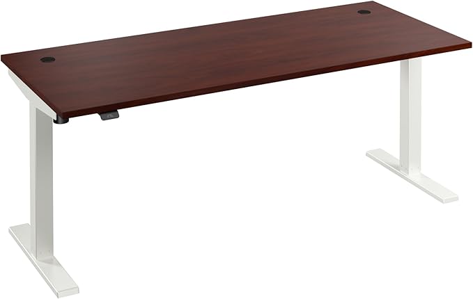 Bush Business Furniture 72-inch Electric Height Adjustable Standing Desk, Ergonomic Sit-Stand Computer Table for Home and Professional Office, Move 40 Series, Hansen Cherry with White Base