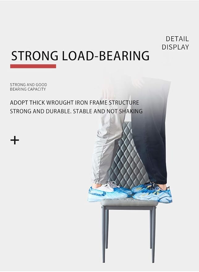 JT Modern Minimalist Dining Chair Fireproof Leather Sprayed Metal Pipe Diamond Grid Pattern Restaurant Home Conference Chair Set of 4 Or 6 (4, Black)