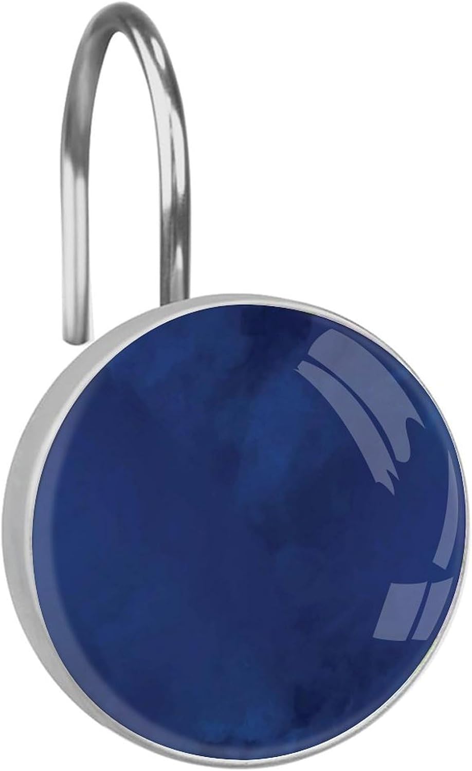 Navy Blue Shower Curtain Hooks,12 Pcs Rust Proof Glass Surface Stainless Steel Curtain Rings for Bathroom Bedroom Living Room Kitchen Home Shower Rods Decor