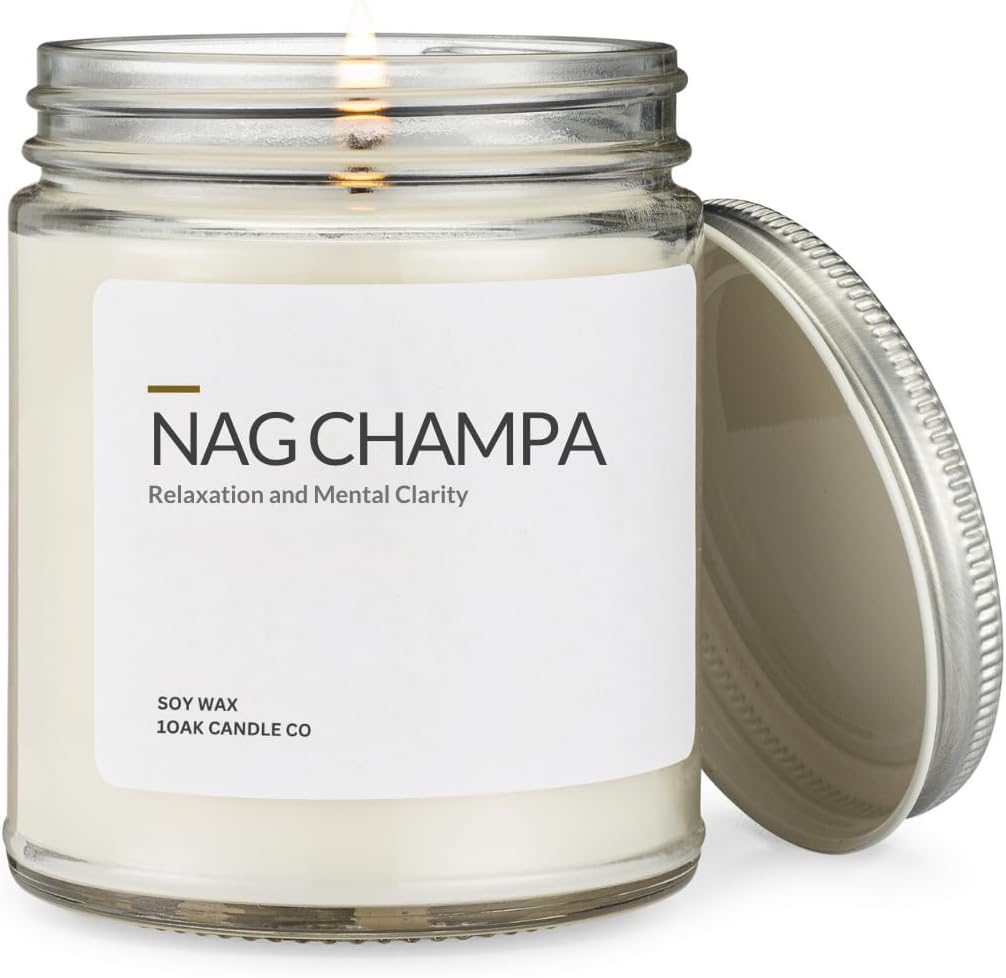 1OAK Soy Wax Scented Candles (Nag Champa) - Soy Candles for Home Scented - Long Burning Premium - Hand-Poured (7oz.)