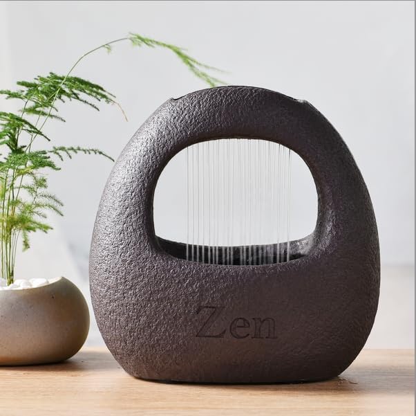 Zen Waterfall Fountain Indoor – Small Indoor Water Fountains with Relaxing Waterfall Feature, Decorative Water Fall Fountain for Home & Office