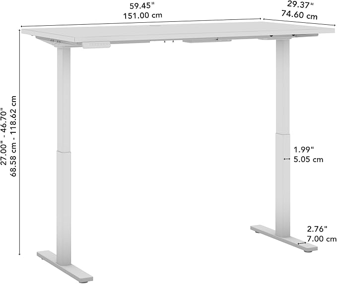 Bush Business Furniture 60-inch Electric Height Adjustable Standing Desk, Ergonomic Sit-Stand Computer Table for Home and Professional Office, Move 60 Series, Black Walnut with Metallic Gray Base