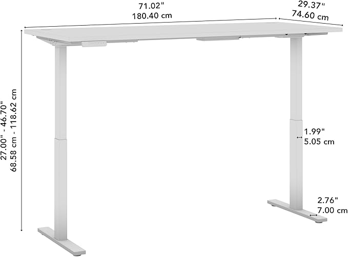 Bush Furniture Move 60 Electric Height Adjustable Desk, Ergonomic Sit-Stand Computer Table for Home and Professional Office, 72W x 30D, Hansen Cherry