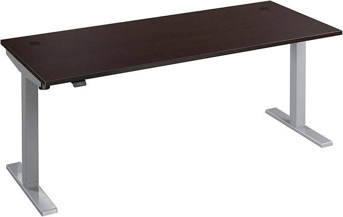 Bush Business Furniture 72-inch Electric Height Adjustable Standing Desk, Ergonomic Sit-Stand Computer Table for Home and Professional Office, Move 40 Series, Mocha Cherry with Metallic Gray Base