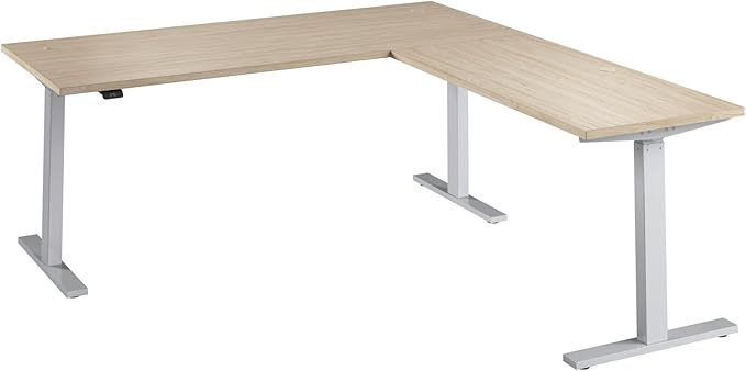 Bush Business Furniture 72-inch Height Adjustable L Shaped Standing Desk, Electric Sit-Stand Corner Computer Table, Ergonomic Office, Move 60 Series, Natural Elm with Metallic Gray Base