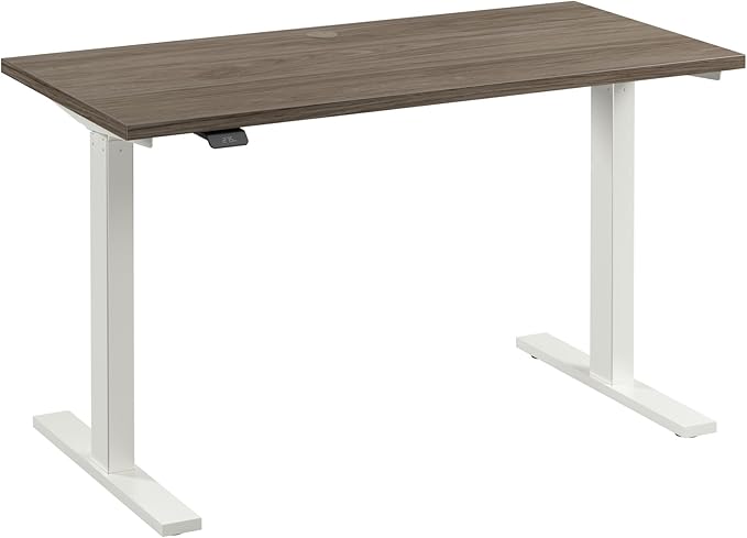 Bush Business Furniture 48-inch Electric Height Adjustable Standing Desk, Ergonomic Sit-Stand Computer Table for Home and Professional Office, Move 60 Series, Modern Hickory with White Base