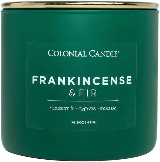 Colonial Candle Frankincense & Fir Scented Jar Candle, Pop of Color Collection, 3 Wick, 14.5 oz - Up to 60 Hours Burn