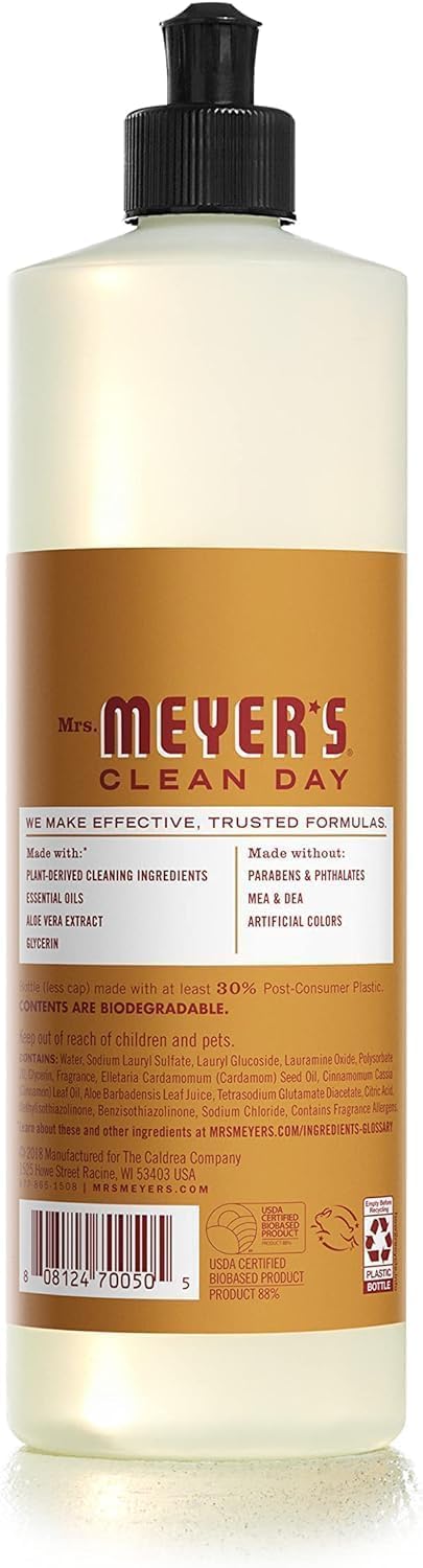 MRS. MEYER'S CLEAN DAY Liquid Dish Soap, Biodegradable Formula, Limited Edition Apple Cider, 16 fl. oz - Pack of 3