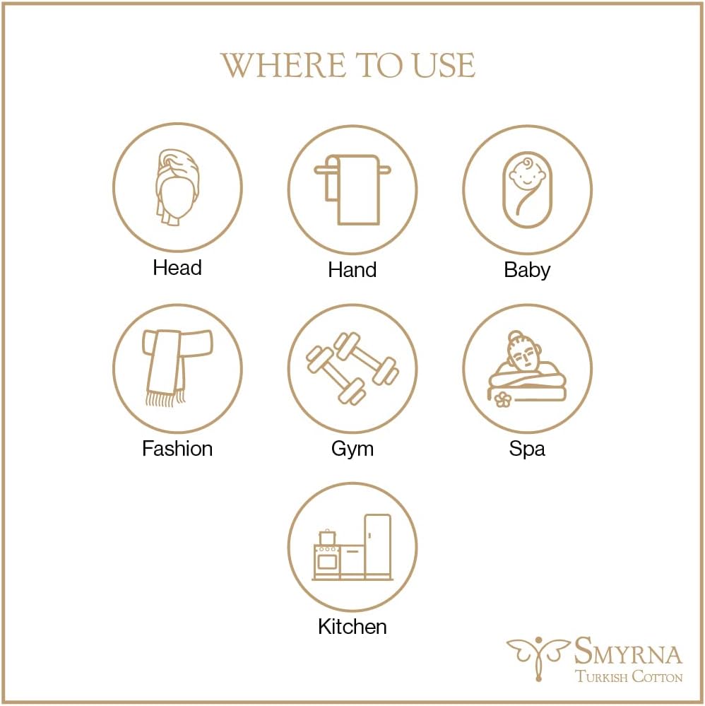 SMYRNA TURKISH COTTON Vintage Series Turkish Hand Towels, 16x40 inch, Decorative Turkish Hand Towels for Bathroom, Kitchen, Face, Hair, Tea, Yoga, Gym, Dishcloth Set of 2, Gray