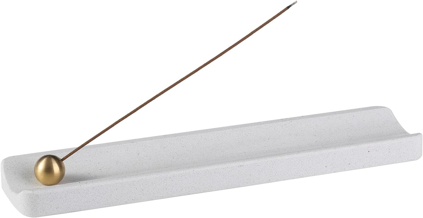 Koville Italian Quarella Engineered Marble Incense Holder, Incense Holders for Sticks, Sturdy Incense Burner Ideal for Meditation and Relaxing, Easy to Clean(Ariete Quarella)