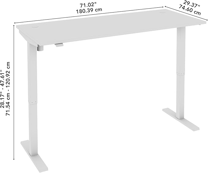 Bush Business Furniture 72-inch Electric Height Adjustable Standing Desk, Ergonomic Sit-Stand Computer Table for Home and Professional Office, Move 40 Series, Hansen Cherry with White Base