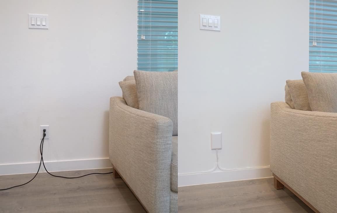 Sleek Socket Original & Patented Ultra-Thin Outlet Concealer with Cord Concealer Kit, Flat Extension Cord with Multi Outlets Power Strip, Ideal for Home Improvement, Hide Bulky and Messy Cords