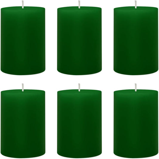 6 Packs 2.75x3.25 Inch Green Pillar Candles, Unscented Dripless Non-Toxic Smokeless Clean Long Lasting Burning Cylinder Candles for St. Patrick's Day Home Dinner Table Power Outage Emergency