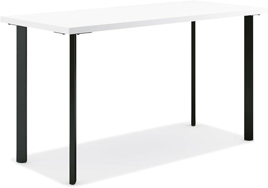 HON Coze Home Office Desks, Sturdy Table Computer Desk, 42", White Top, Black Base