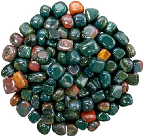 Crocon Bloodstone Tumble Stones Stones Set Pocket Crystal Healing Gemstones Tumble Collection Palm Stone Good Luck Charm Gift Craft Home Decor Size: 20-25 mm | 1 LB