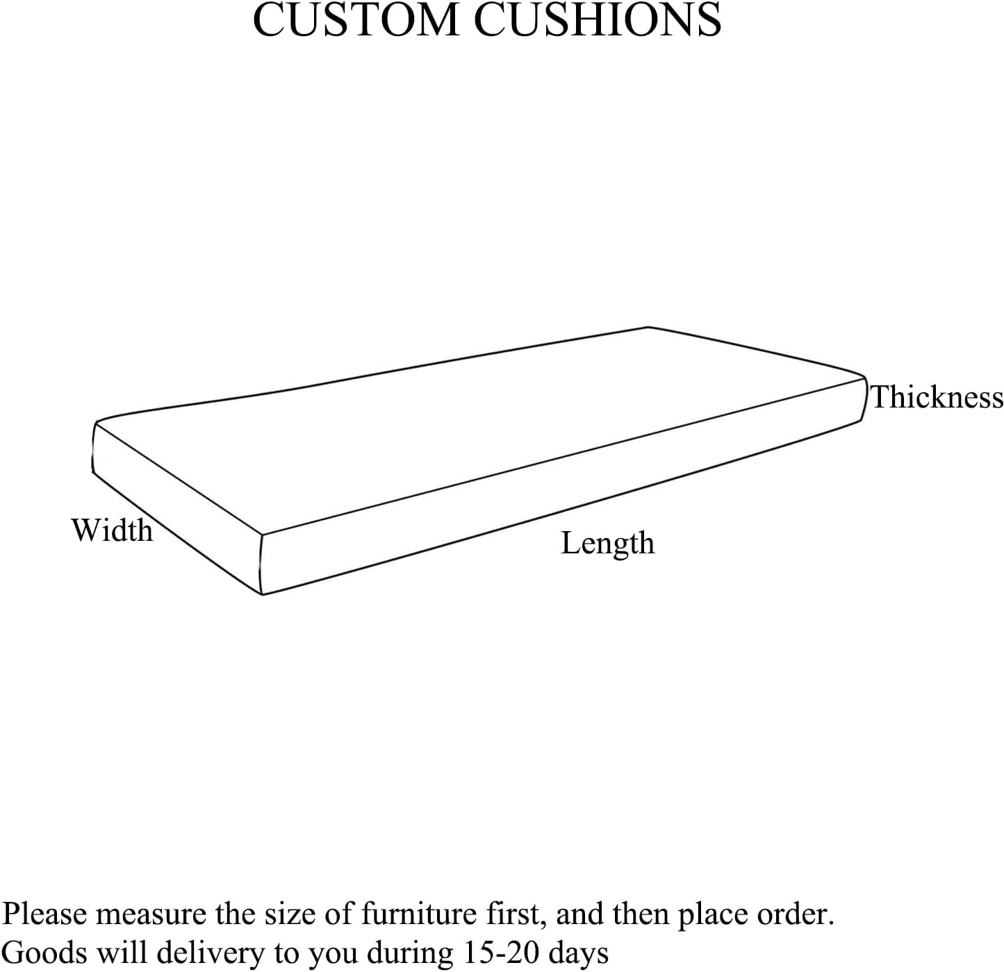 Custom Bench Cushion for Indoor Outdoor Furniture Non-Slip Rectangle Window Seat Cushion