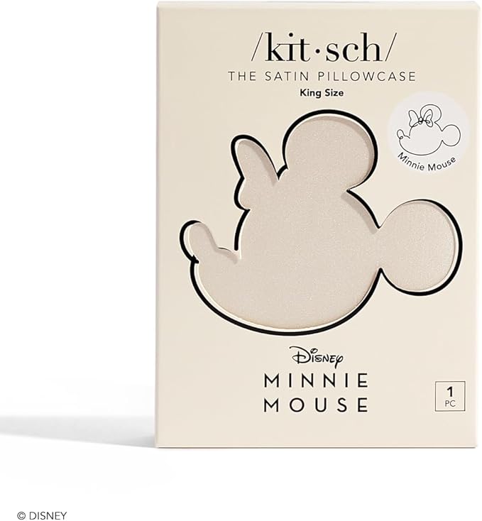 Kitsch Disney Minnie Mouse Satin Pillowcase with Zipper Softer Than Silk, Cooling Pillow Case for Hair & Skin, Wrinkle-Free, Machine Washable, King Size (19x36)