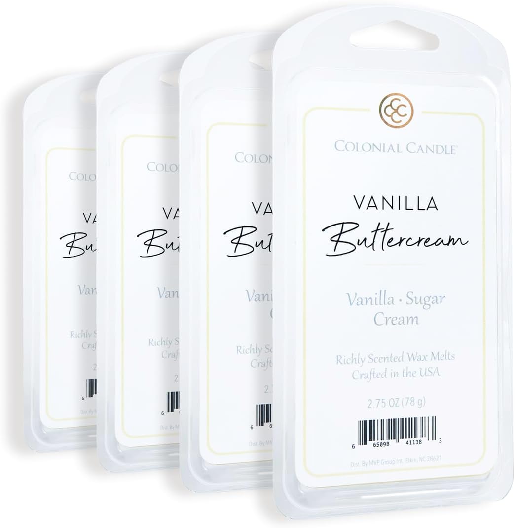 Colonial Candle Vanilla Buttercream Wax Melts, Wax Melt Warmer Cubes, Long Lasting Scented Wax Warmer Cubes, 4 Pack, 6 Cubes Each - Made in The USA
