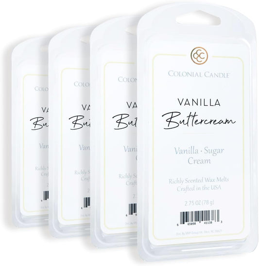 Colonial Candle Vanilla Buttercream Wax Melts, Wax Melt Warmer Cubes, Long Lasting Scented Wax Warmer Cubes, 4 Pack, 6 Cubes Each - Made in The USA